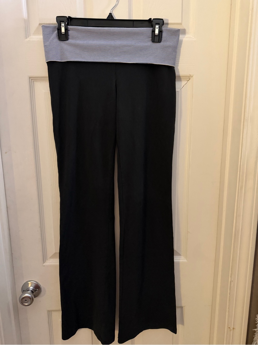 VINTAGE PINK Victoria's Secret Black Boot Cut Pants with Striped Waistband